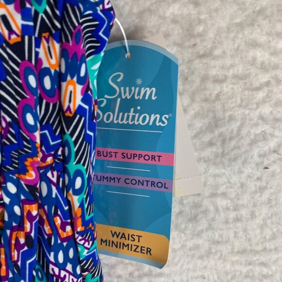 Swim Solutions Womens Tummy Control Shirred‎ One Piece Swimsuit Size 12 NWT 9402 - Picture 2 of 10